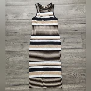 I'm in love with Derek | Black Tan & White Striped Sleeveless Dress